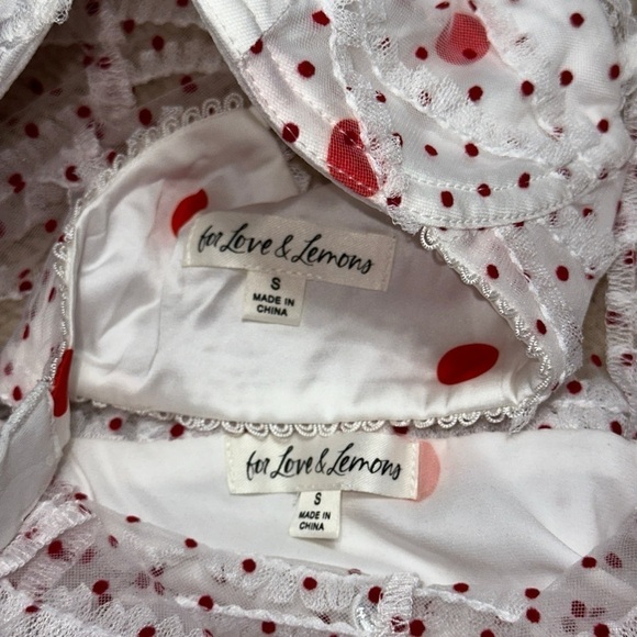 For Love & Lemons Ilaria Red and White Polka Dot Mini Dress US S - Picture 6 of 12